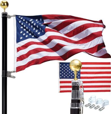 Concord American Flagpole Telescoping Flag Pole Kit, Black Anodized, 20 feet