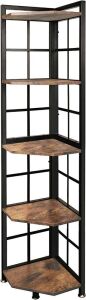 Becko Corner Shelf 5 Tier Industrial Corner Bookcase 