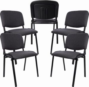 CLATINA Guest Chair with Lumbar Support and Thickened Seat Cushion, Set of 5 