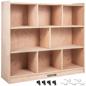 VEVOR Classroom Storage Cabinet Plywood 8-Section 36 Inch High with Casters