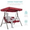 2-Person Outdoor Canopy Swing Glider Furniture w/ Cushions, Steel Frame
