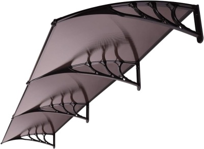  VIVOHOME Polycarbonate Window Door Awning Canopy Brown with Black Bracket 40 Inch x 120 Inch