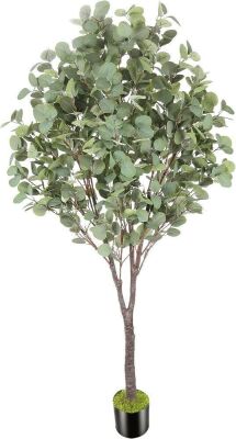 OXLLXO 6ft Artificial Eucalyptus Tree with Plastic Nursery Pot 