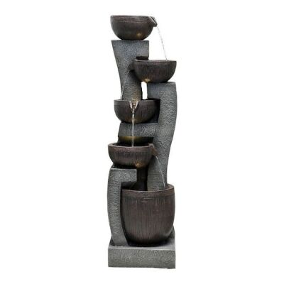 43.7-in H Resin Rock 5 Tier Waterfall Fountain 