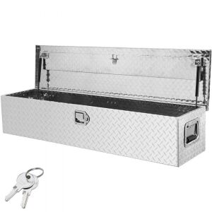 VEVOR Heavy Duty Aluminum Diamond Plate Truck Bed Tool Box with Side Handle and Lock Keys - Small Dent on Top 