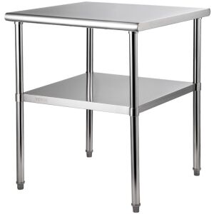 VEVOR Stainless Steel Prep Table with Adjustable Undershelf & Feet , 30 x 30 x 36 Inch, 800lbs Load Capacity 