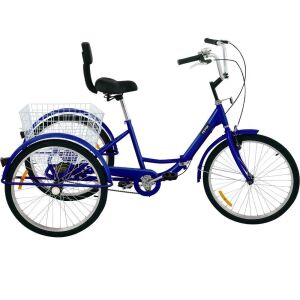 VEVOR 24’’ Wheels Foldable Adult Tricycle 1-Speed 