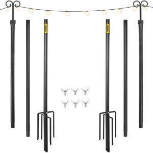 VEVOR Outdoor Powder Coated Stainless Steel Lamp Post with Hooks to Hang Lantern and Flags 9.7', 2 Pack 