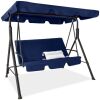 2-Person Outdoor Canopy Swing Glider Furniture w/ Cushions, Steel Frame 