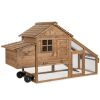 Mobile Wood Chicken Coop Tractor w/ Wheels, 2 Doors, Nest Box - 70in 