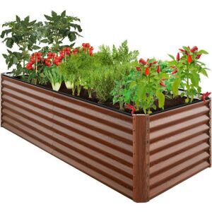 Outdoor Metal Raised Garden Bed for Vegetables, Flowers, Herbs - 8x4x2ft 