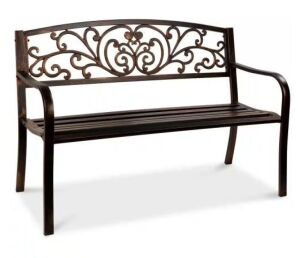 50 in. 3-Person Brown Metal Outdoor Bench