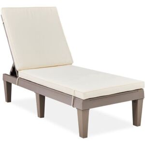 Outdoor Patio Lounge Chair, Resin Chaise Lounger w/ Seat Cushion, 5 Positions 