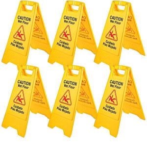 VEVOR 25" Double Sided Bilingual Caution Wet Floor Sign, 6 Pack 