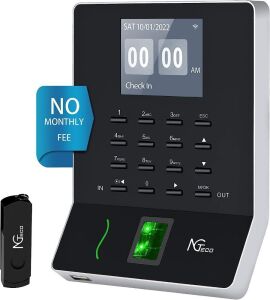 NGTeco W2 Biometric Employee Time Attandence Machine, Finger Scan, Automatic Punch, LAN WiFi, App for iOS/Android 