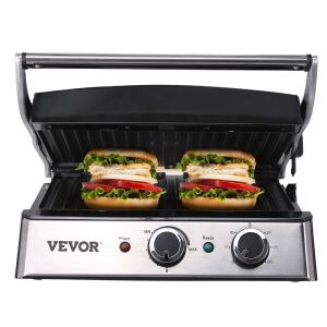 VEVOR 14.5" 1500W Indoor Countertop Electric Griddle with Non Stick Iron Cooking Plate, 0-446℉ Adjustable Temperature Control, 120V