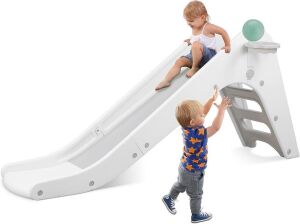 Arlopu Freestanding Toddler Slide Climber with Basketball Hoop & Ball