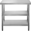 VEVOR Stainless Steel Food Prep Table, 36x18x34 inch, 2 Adjustable Undershelf 