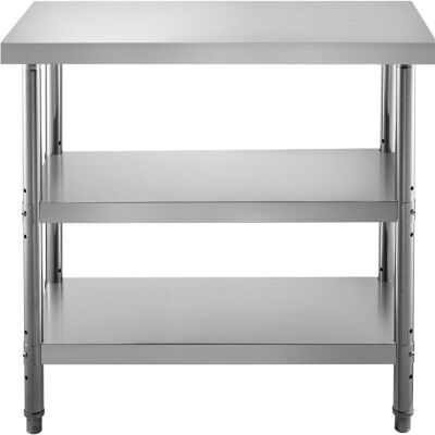 VEVOR Stainless Steel Food Prep Table, 36x18x34 inch, 2 Adjustable Undershelf 