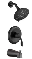 HOMELODY Shower Faucet Set with Tub Spout Shower Tub Kit&nbsp;Single-Handle Shower Trim Kit 5 Spray Settings 6" Shower Head Shower System Matte Black, E-Commerce Return, Untested