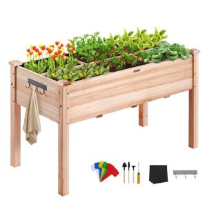 VEVOR Wooden Raised Garden Bed Planter Box 47.2x22.8x30" 