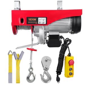 VEVOR 850W 110V Electric Steel Wire Winch with 14ft Wired Remote Control, 880 lbs Lifting Capacity, 40ft Single Cable Lifting Height & Pure Copper Motor