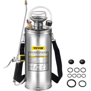 VEVOR 2Gal Stainless Hand Pump Sprayer with Pressure Gauge&Safety Valve 20" Wand & 3FT Reinforced Hose