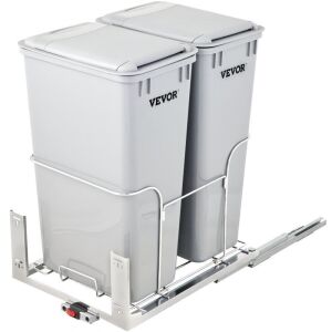 VEVOR Under Mount Pull-Out Trash Cans with Soft-Close Slides, 43 Qt, 176 lbs Load Capacity & Door-Mounted Brackets