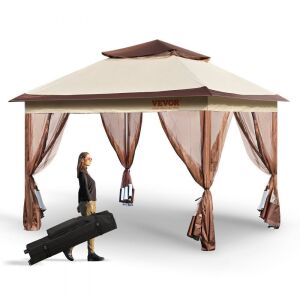 VEVOR 11 x 11 FT Pop up Gazebo for 8-10 Person, with Mosquito Netting, Metal Frame, and PU Coated 250D Oxford Cloth