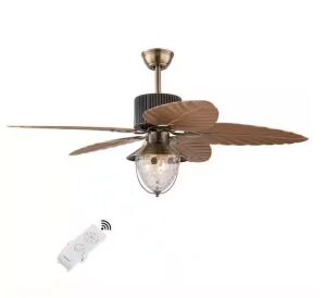 52 in. Indoor Bronze Tropical Style 5 Palm Leaf Blades Reversible Ceiling Fan Light with Remote Control