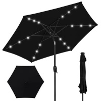 Outdoor Solar Patio Umbrella w/ Push Button Tilt, Crank Lift - 7.5ft&nbsp;