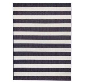 Hampton Bay Nautical Stripes Navy 8 ft. x 10 ft. Indoor/Outdoor Patio Area Rug