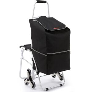 VEVOR Stair Climbing 50L Foldable Shopping Cart w/ Waterproof Bag & Seat