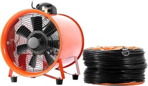 OrangeA Blower Fan 10 Inch 0.45HP Utility 1520 CFM 3300 RPM Portable High Velocity Multifunctional Ventilator Fume Extractor with 5M Duct Hose 