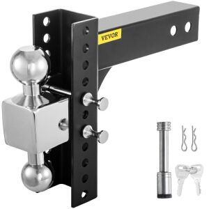 VEVOR 8" Rise & Drop Hitch Ball Mount 2.5" Receiver 22,000 LBS Rating, 2 and 2-5/16 Inch Stainless Steel Balls w/ Key Lock