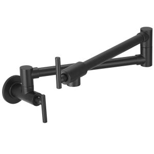 VEVOR Solid Brass Commercial Wall Mount Kitchen Pot Filler Faucet with Matte Black Finish, 24.4"