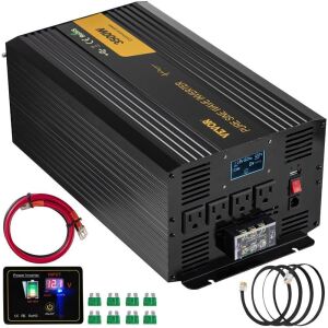 VEVOR Pure Sine Wave Inverter 3500 Watt, DC 12V to AC 120V, with USB Port LCD Display Remote Controller and AC Outlets 