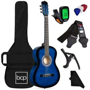 Beginner Acoustic Guitar Set w/ Case, Strap, Digital Tuner, Strings - 38in 