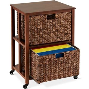 Vertical Rolling File Cabinet w/ Rubberwood Frame, Locking Caster Wheels 