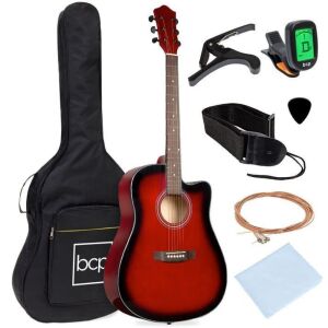 Full Size Beginner Acoustic Guitar Set with Case, Strap, Capo - 41in 