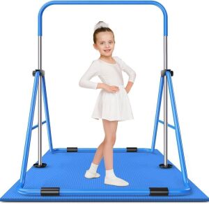 Safly Fun Expandable Kids Gymnastics Bar with Mat 