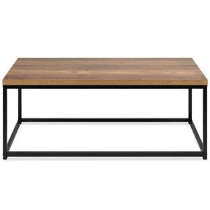 44in Modern Industrial Rectangular Wood Grain Coffee Table w/ Metal Frame 