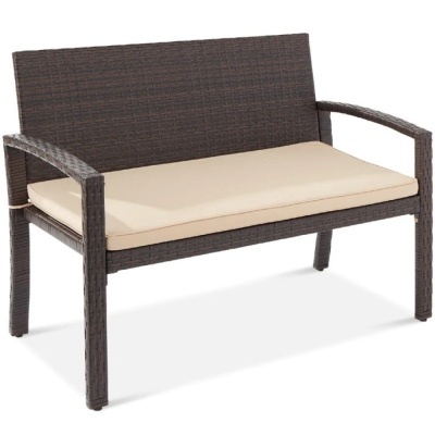 2-Person Wicker Porch Bench for Outdoor, Garden w/ 700lb Capacity - 47in 