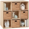 9-Cube Bookshelf Storage Display w/ 3 Removable Panels, Customizable Design 