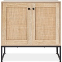 2-Door Rattan Storage Cabinet Accent Furniture for Living Room w/ Foot Pads&nbsp;