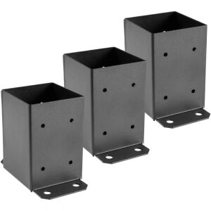 VEVOR Black Powder-Coated Deck Post Base 3.6 x 3.6 inch, 2.5 lbs, 3pcs