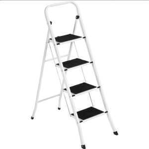 Folding Steel 4-Step Ladder w/ Hand Rail, Wide Steps, 330lbs Capacity 