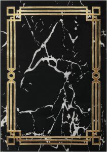 Antep Rugs Babil Gold Abstract Marble Geometric Indoor Area Rug, 6'7" x 9'