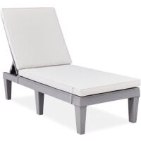 Outdoor Patio Lounge Chair, Resin Chaise Lounger w/ Seat Cushion, 5 Positions&nbsp;