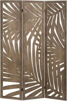 MyGift 3 Panel Tropical Palm Leaf Cutout Design Decorative Wood Room Divider&nbsp;